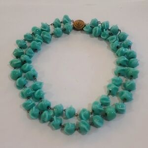rare robin egg blue french glass necklace